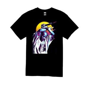 Black Graphic T-Shirt with Colorful Design DMX